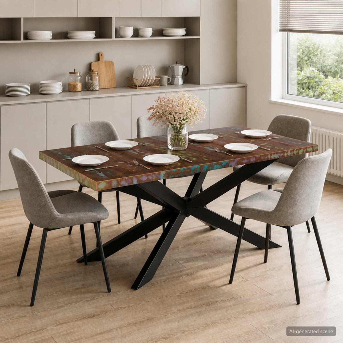 Table de salle à manger 180x90x76cm Bois de récupération solide