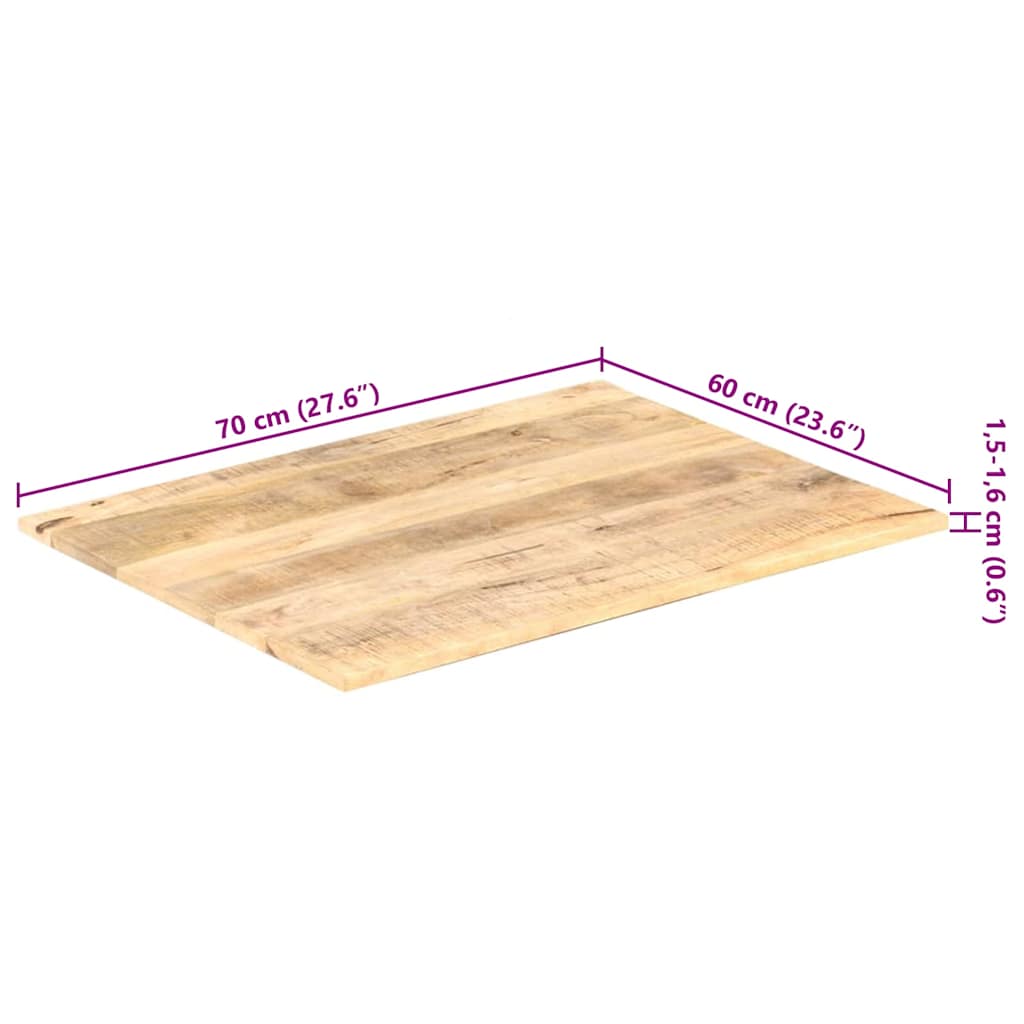 Dessus de table Bois de manguier solide 15-16 mm 70x60 cm - XIOS