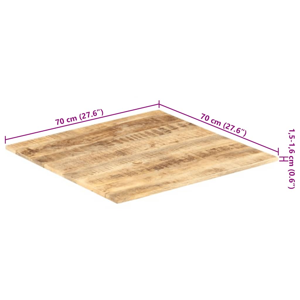 Dessus de table Bois de manguier solide 15-16 mm 70x70 cm - XIOS