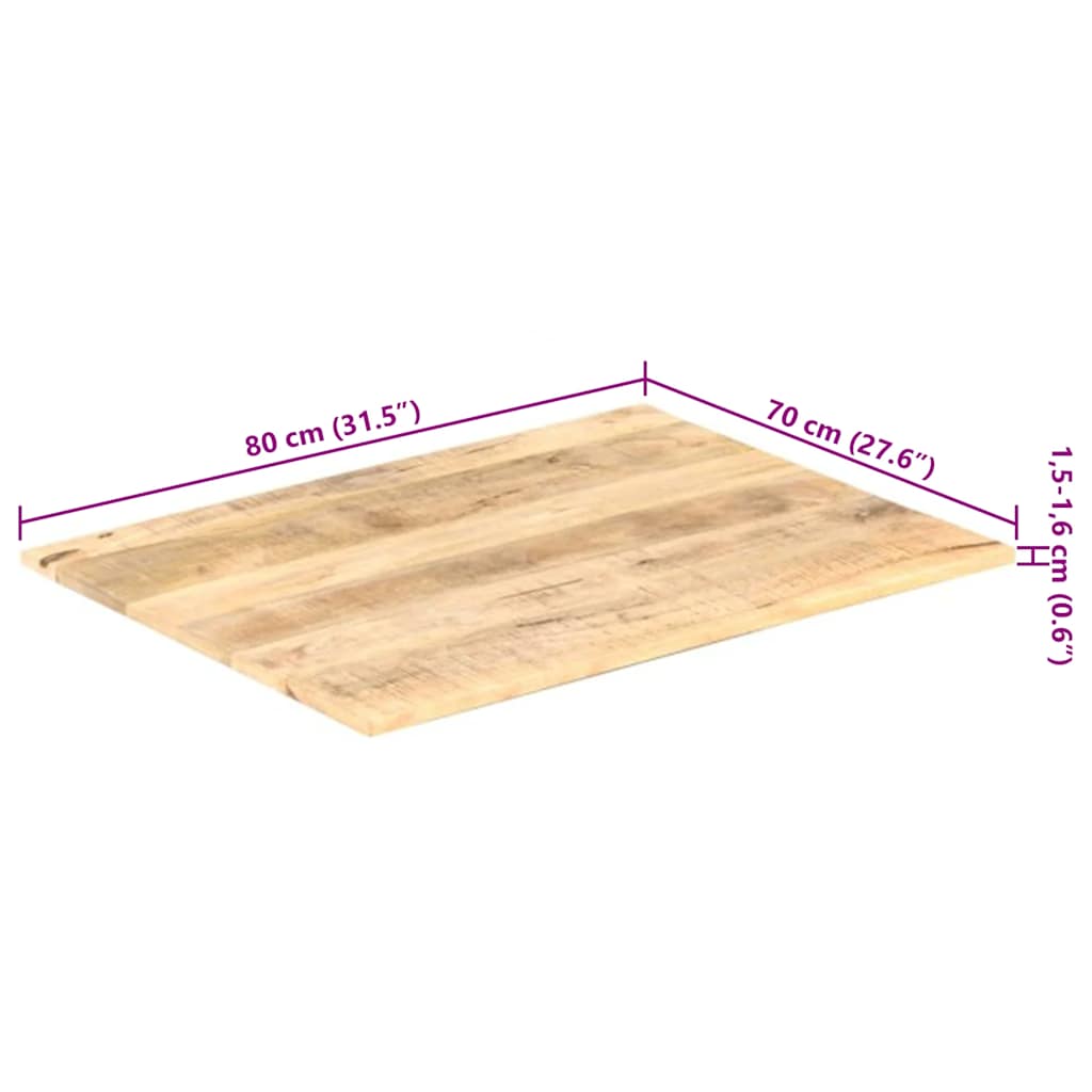 Dessus de table Bois de manguier solide 15-16 mm 80x70 cm - XIOS