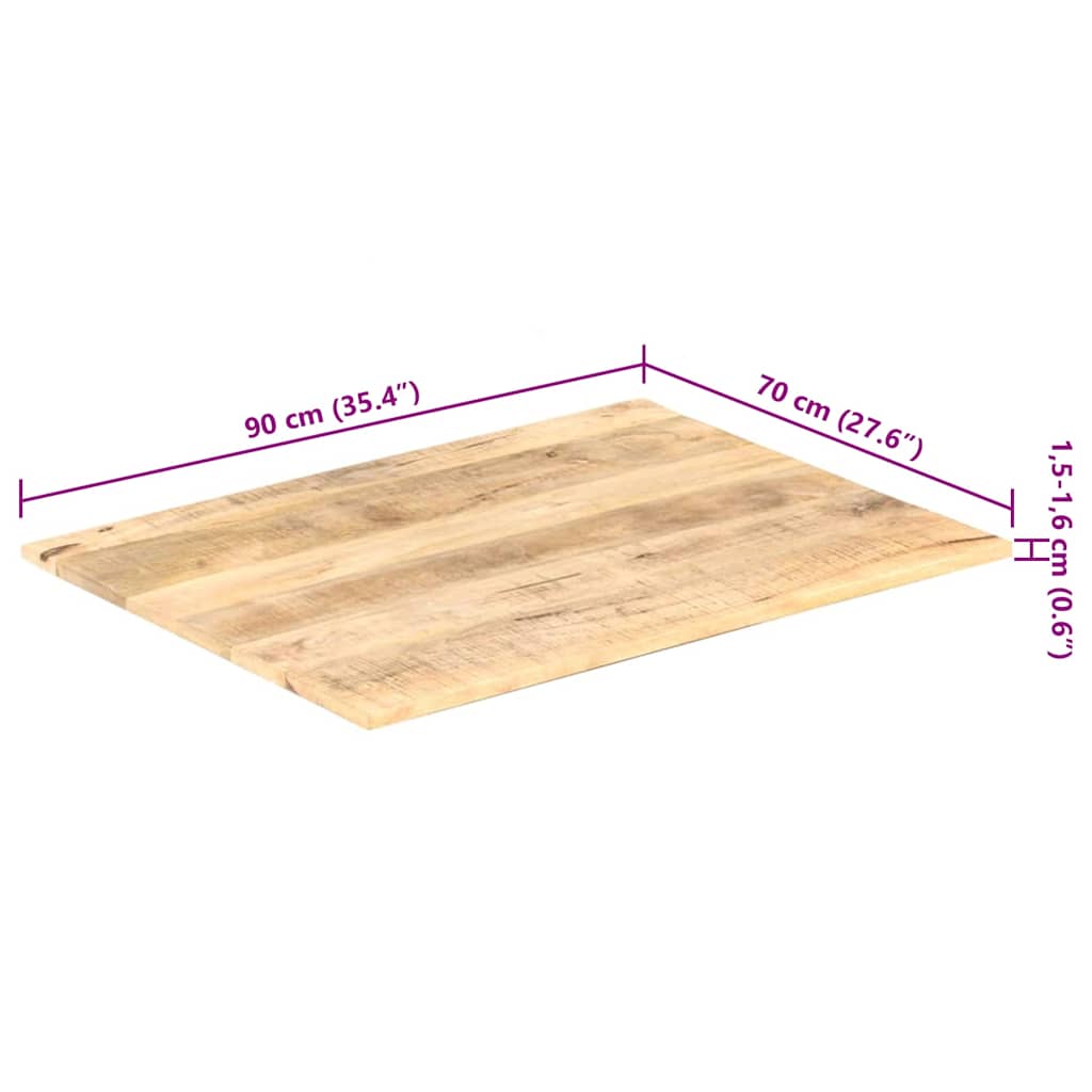 Dessus de table Bois de manguier solide 15-16 mm 90x70 cm - XIOS