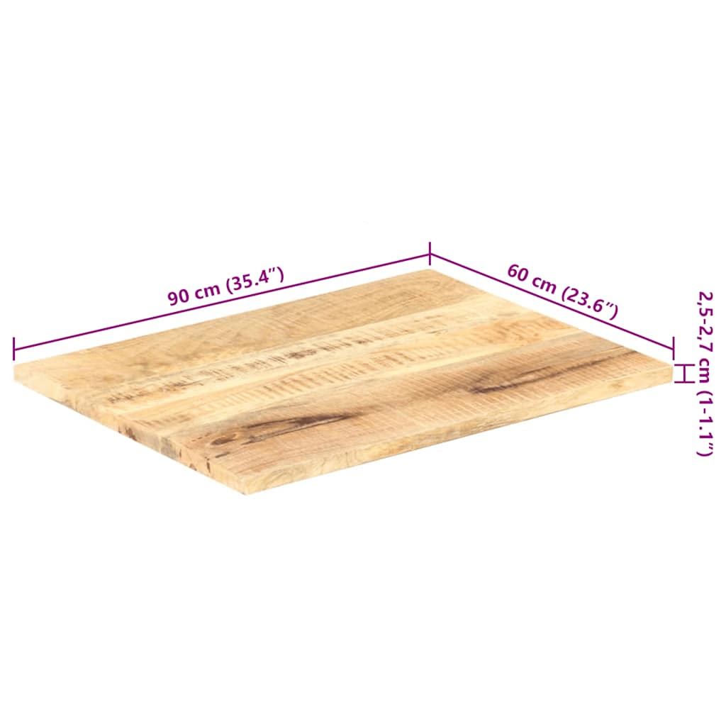 Dessus de table Bois de manguier solide 25-27 mm 90x60 cm - XIOS