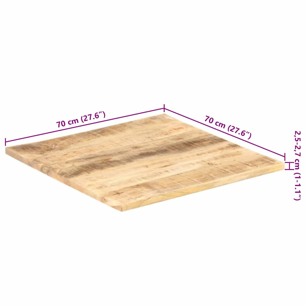 Dessus de table Bois de manguier solide 25-27 mm 70x70 cm - XIOS
