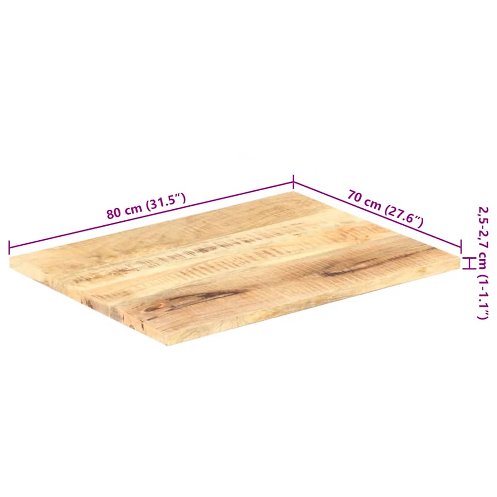 Dessus de table Bois de manguier solide 25-27 mm 80x70 cm - XIOS