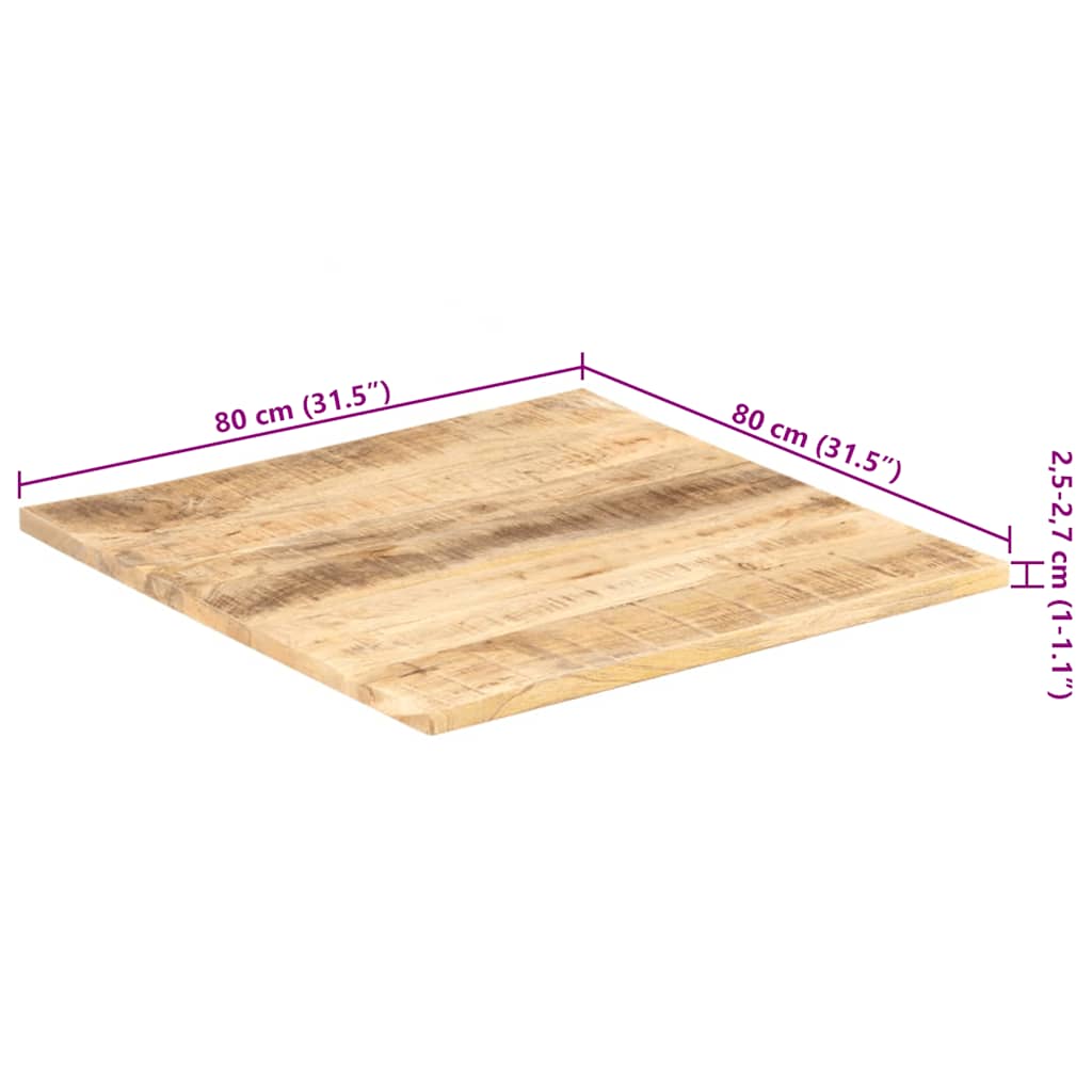 Dessus de table Bois de manguier solide 25-27 mm 80x80 cm - XIOS