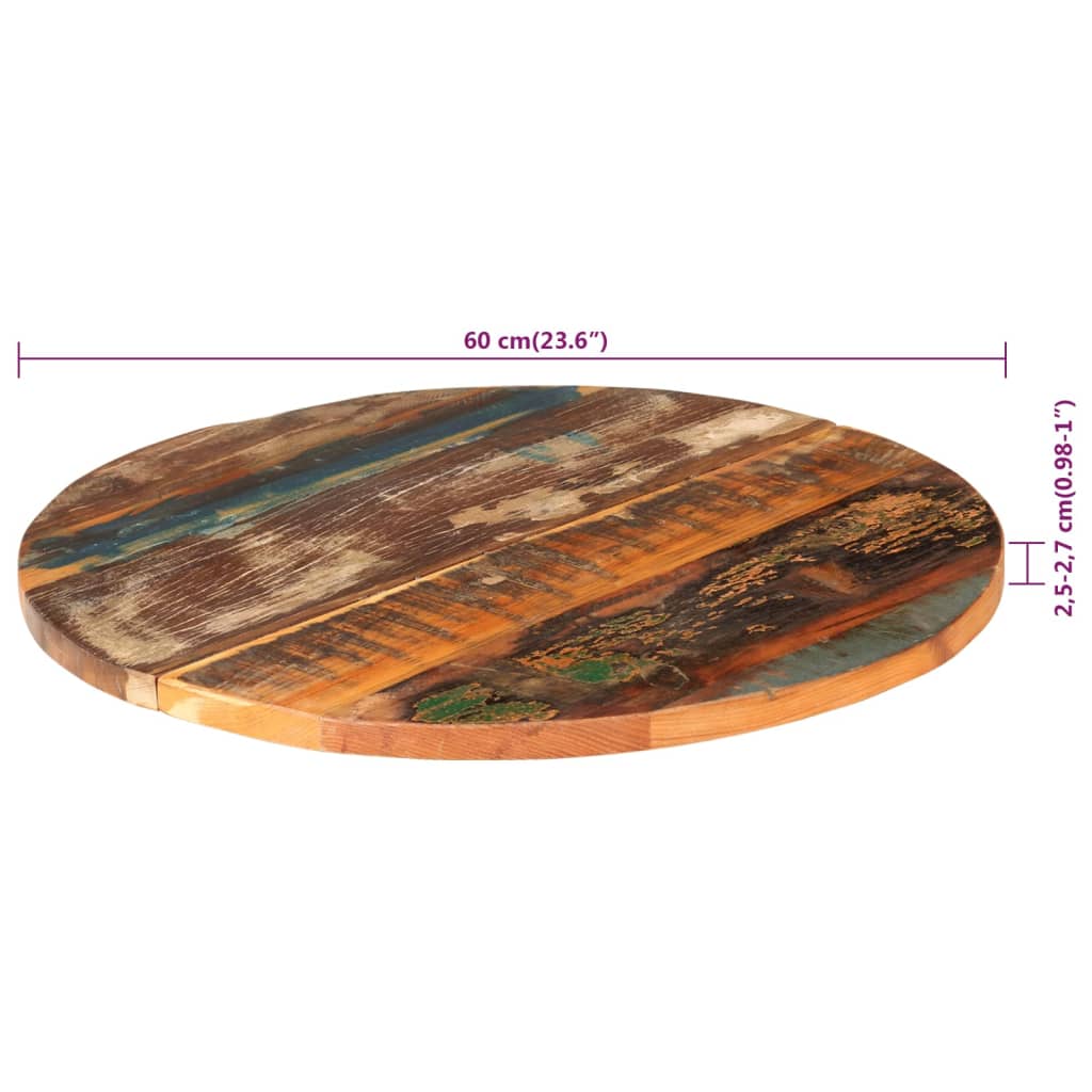 Dessus de table rond 60 cm 25-27 mm Bois de récupération solide - XIOS