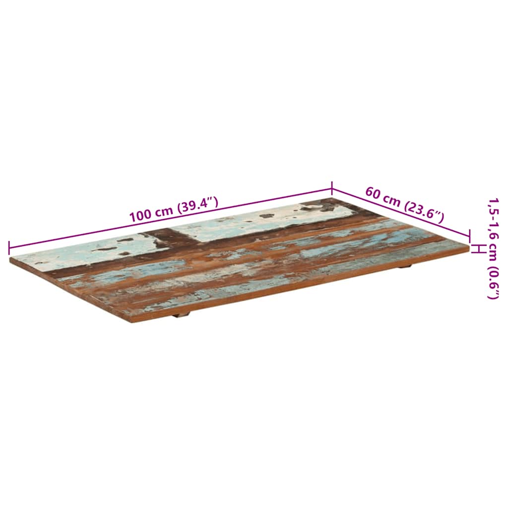 Dessus de table rectangulaire 60x100 cm 15-16 mm Bois récupéré - XIOS