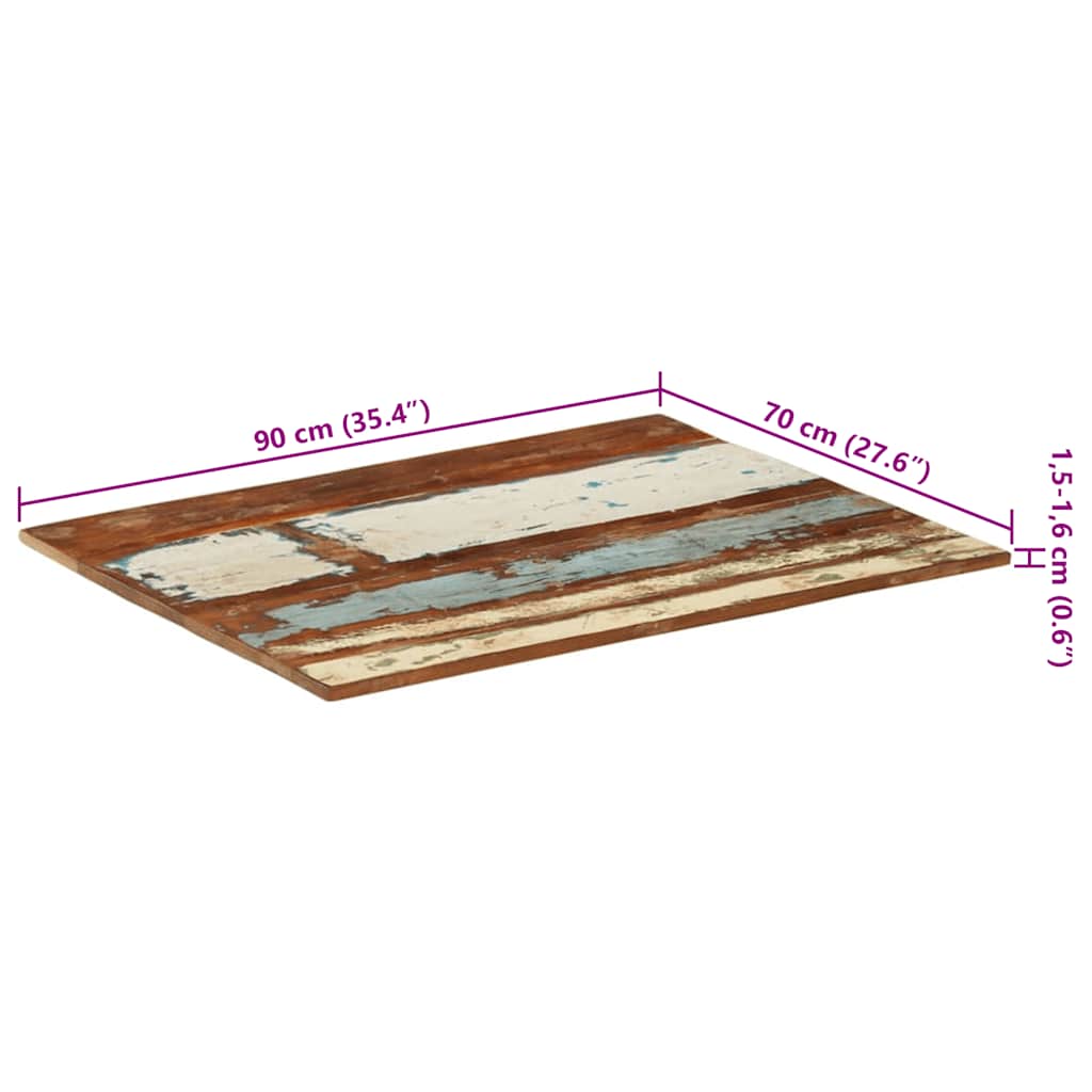 Dessus de table rectangulaire 70x90 cm 15-16 mm Bois récupéré - XIOS