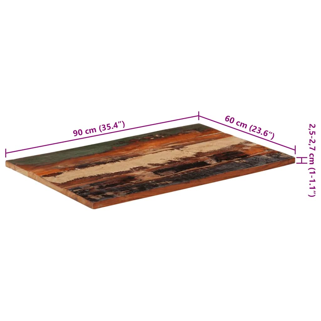 Dessus de table rectangulaire 60x90 cm 25-27 mm Bois récupéré - XIOS