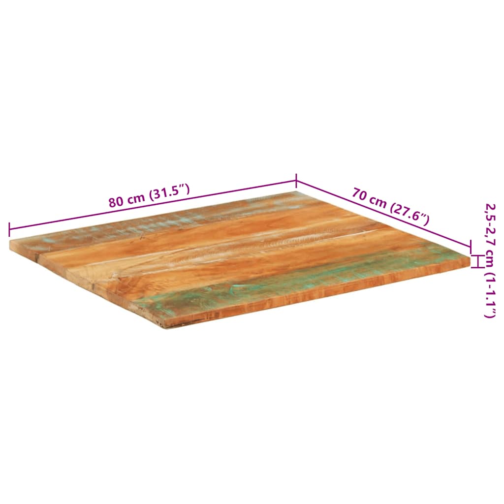 Dessus de table rectangulaire 70x80 cm 25-27 mm Bois récupéré - XIOS