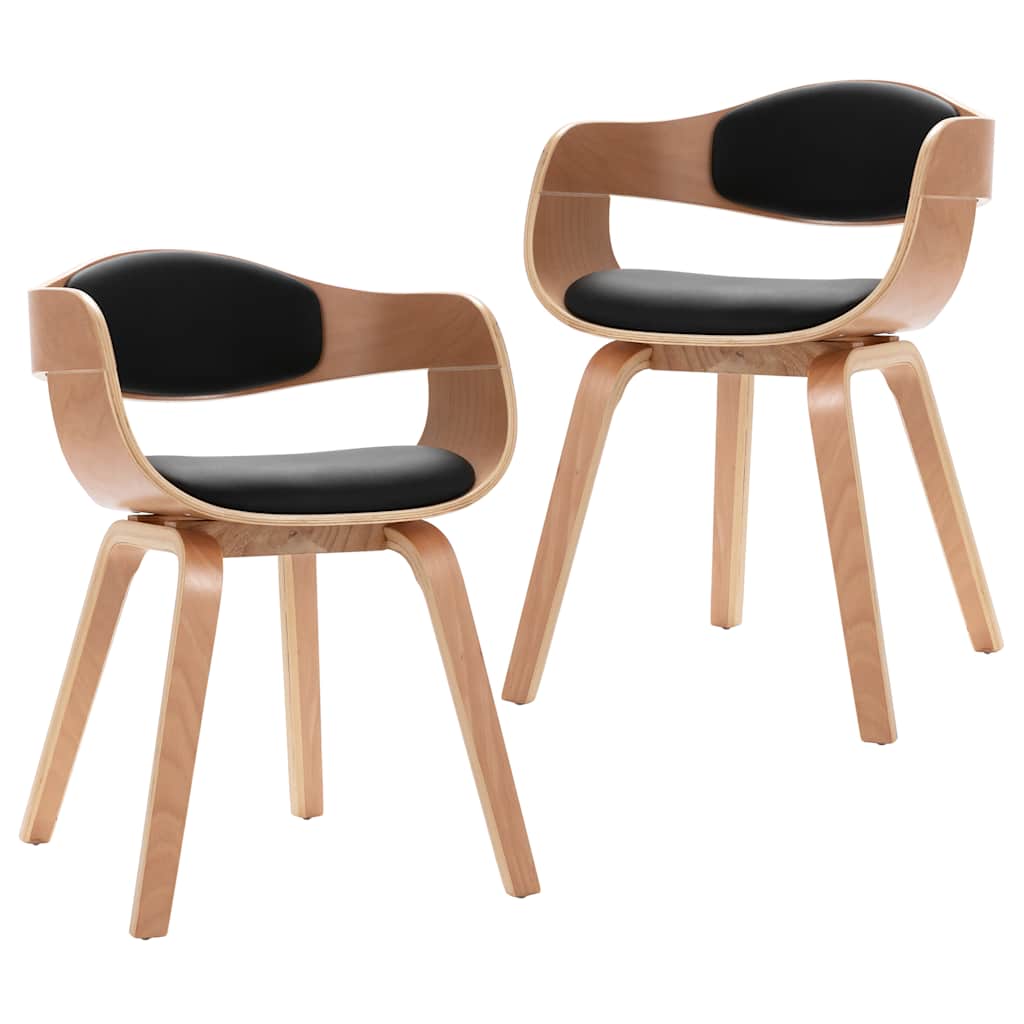 Chaises à manger lot de 2 bois courbé et similicuir - XIOS