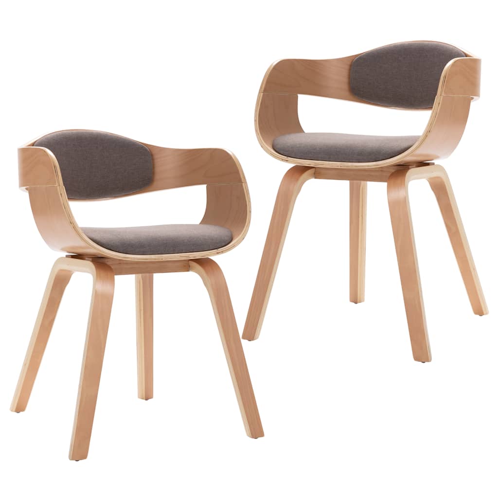 Chaises à manger lot de 2 bois courbé et tissu taupe - XIOS