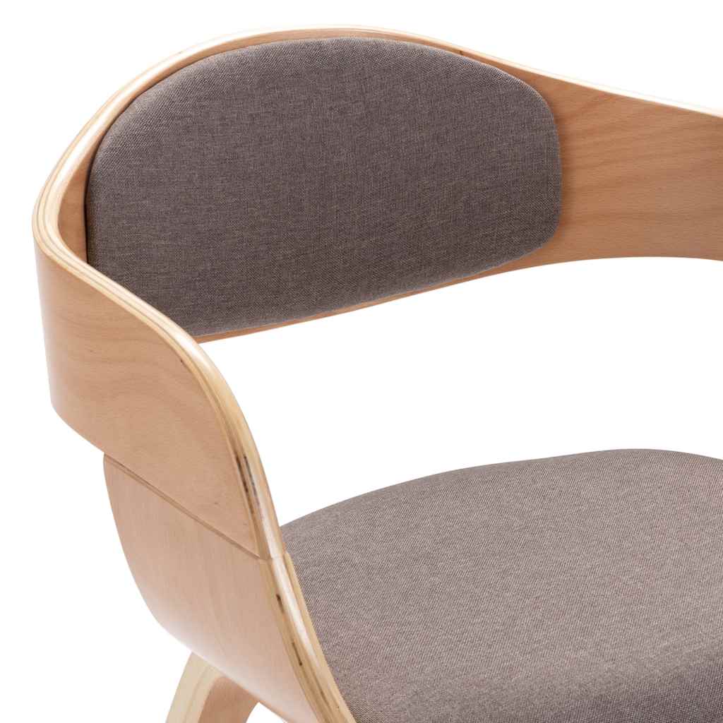Chaises à manger lot de 2 bois courbé et tissu taupe - XIOS