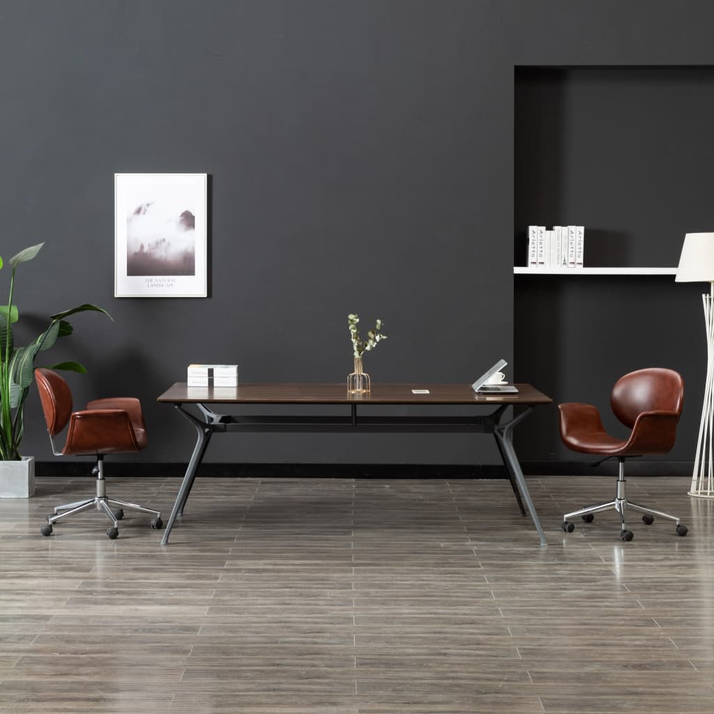 Chaise pivotante à manger Marron Similicuir - XIOS