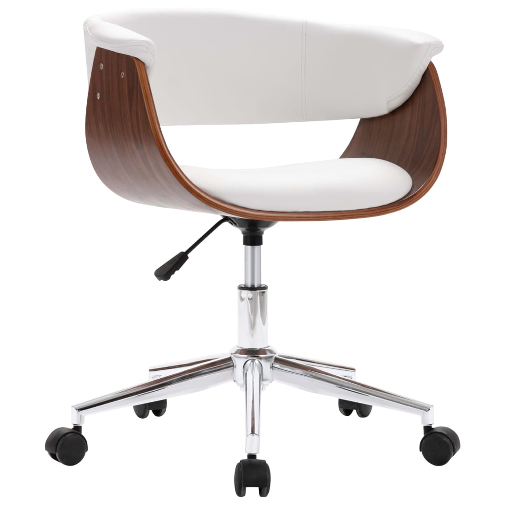 Chaise pivotante à manger Blanc Bois courbé et similicuir - XIOS