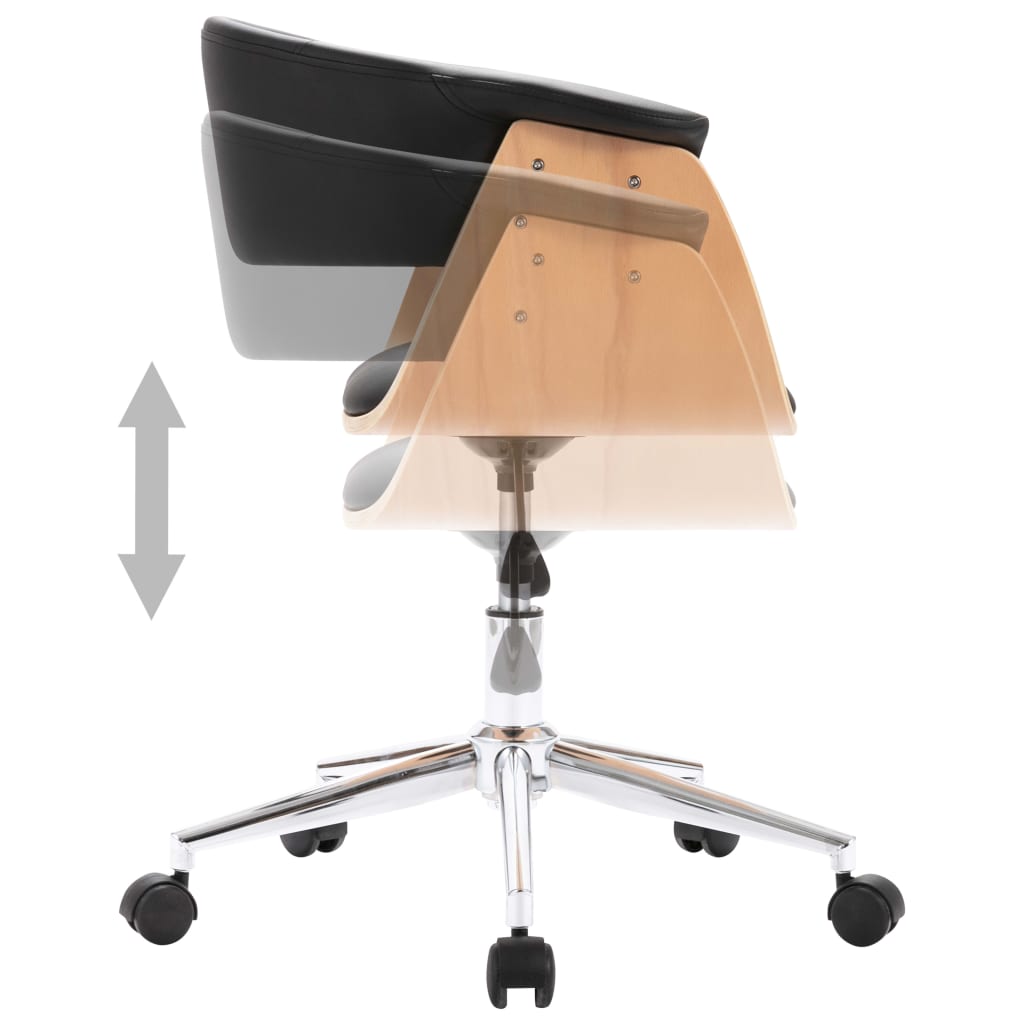 Chaise pivotante à manger Noir Bois courbé et similicuir - XIOS