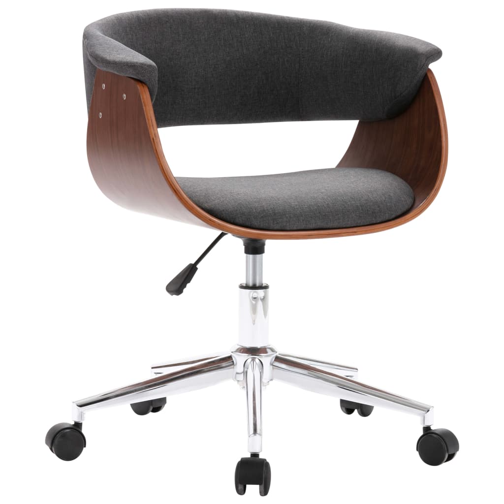 Chaise pivotante à manger Gris Bois courbé et tissu - XIOS