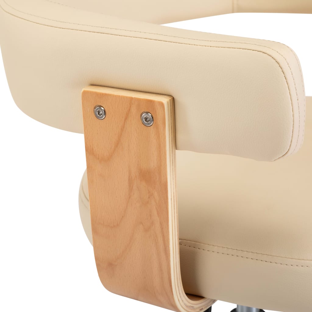 Chaise pivotante à manger Crème Bois courbé et Similicuir