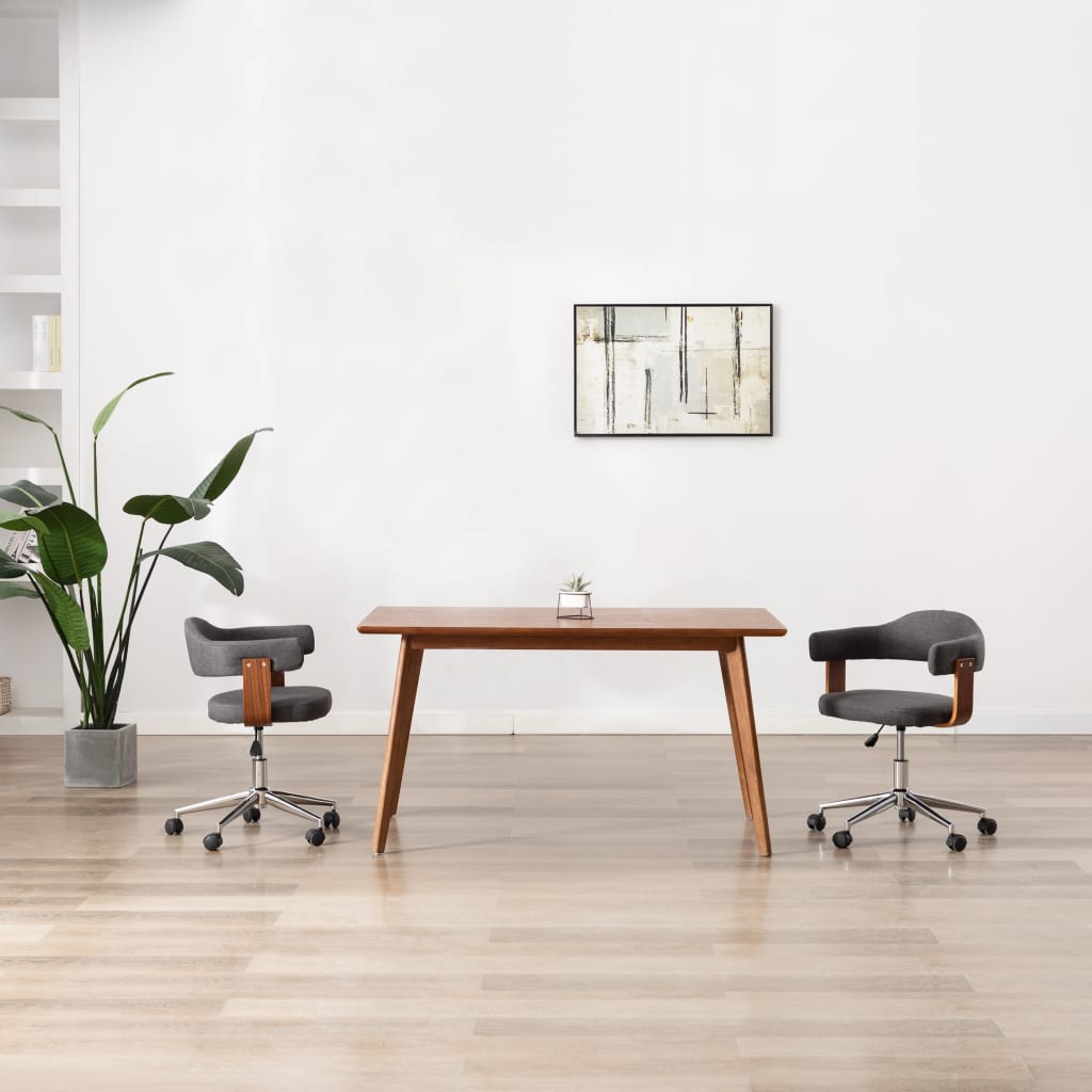 Chaise pivotante à manger Gris Bois courbé et tissu - XIOS