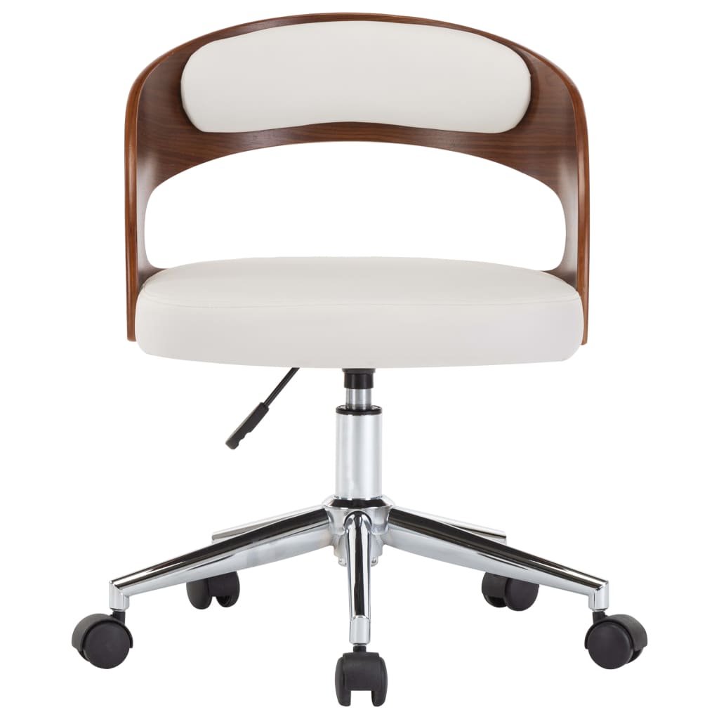 Chaise pivotante à manger Blanc Bois courbé et similicuir - XIOS