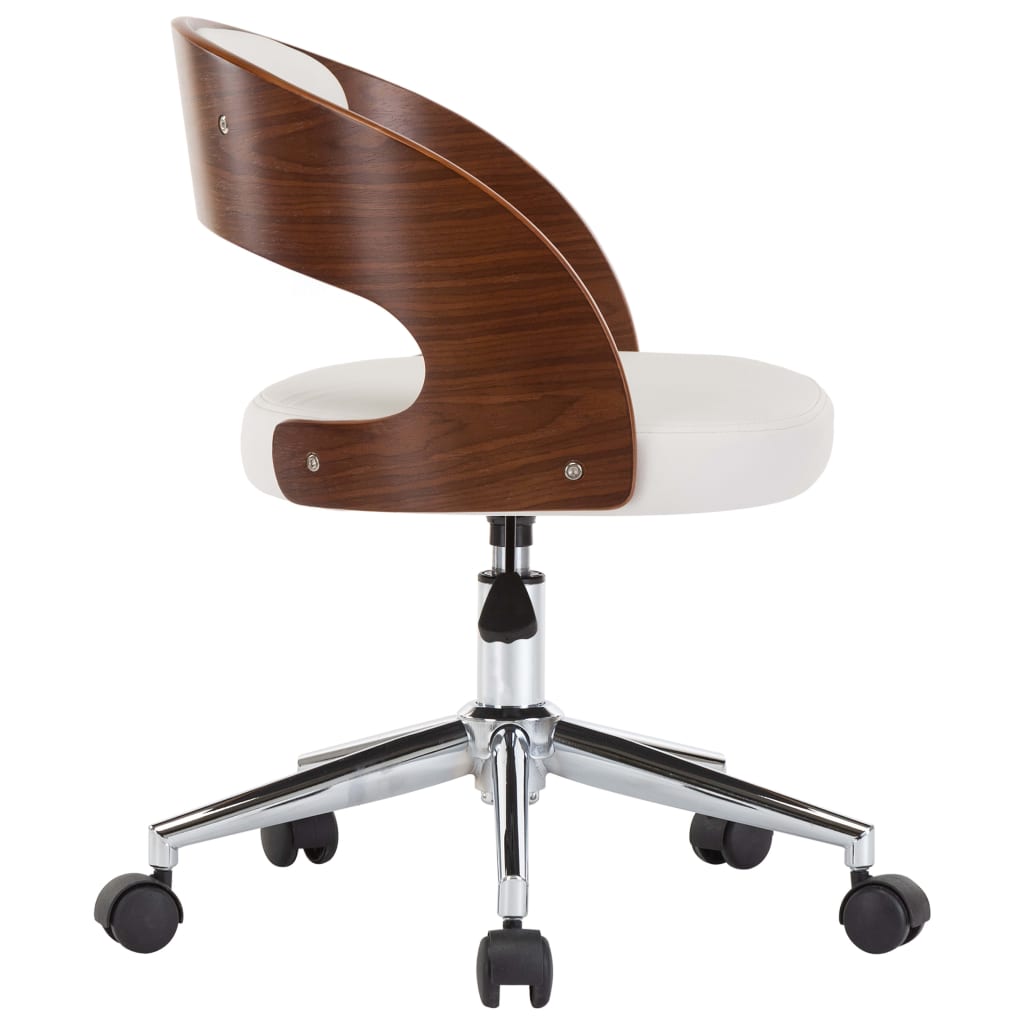 Chaise pivotante à manger Blanc Bois courbé et similicuir - XIOS