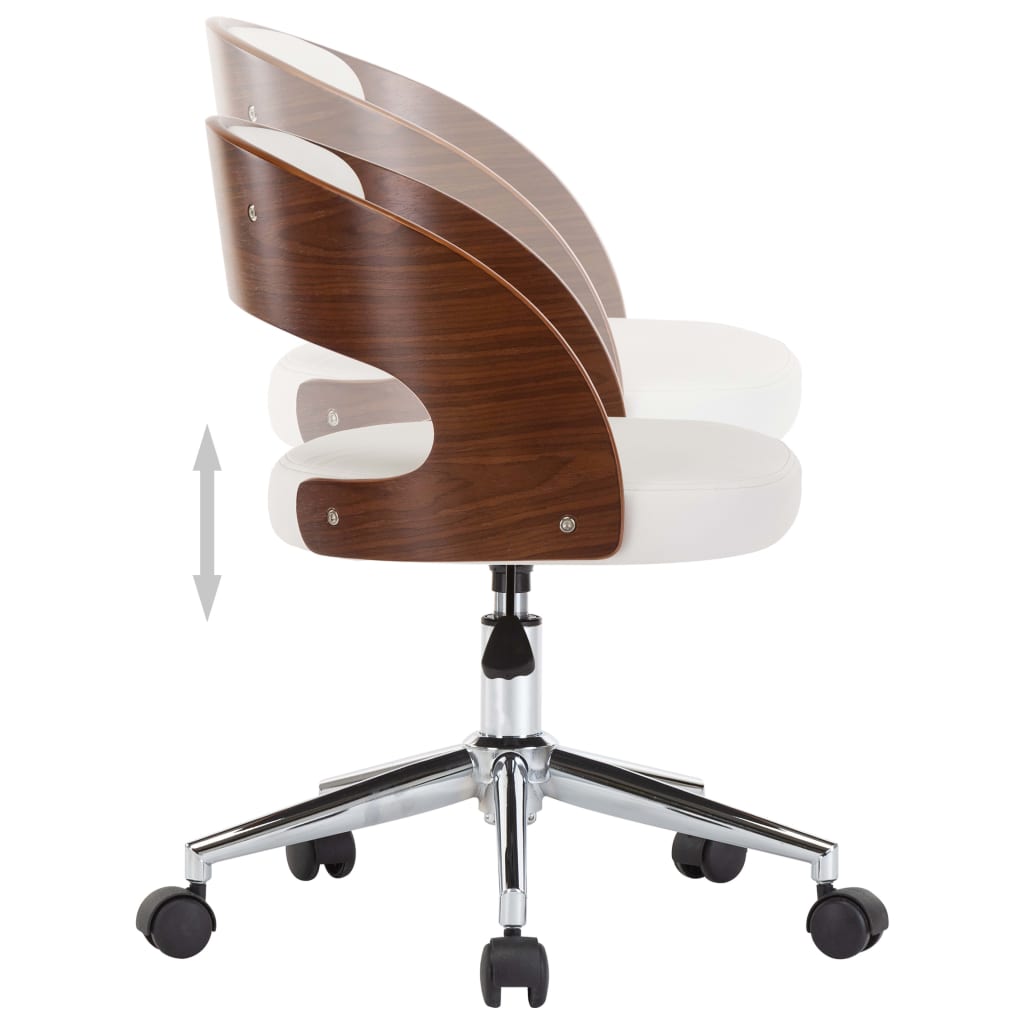 Chaise pivotante à manger Blanc Bois courbé et similicuir - XIOS
