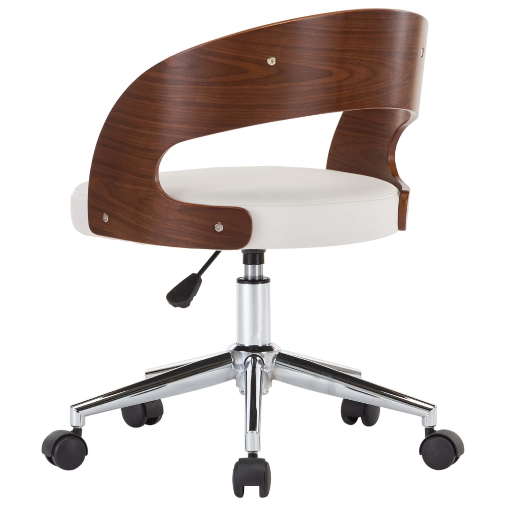 Chaise pivotante à manger Blanc Bois courbé et similicuir - XIOS