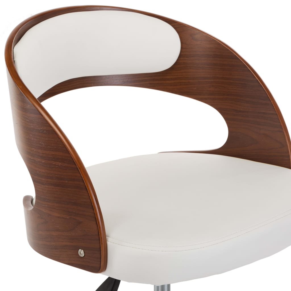 Chaise pivotante à manger Blanc Bois courbé et similicuir - XIOS