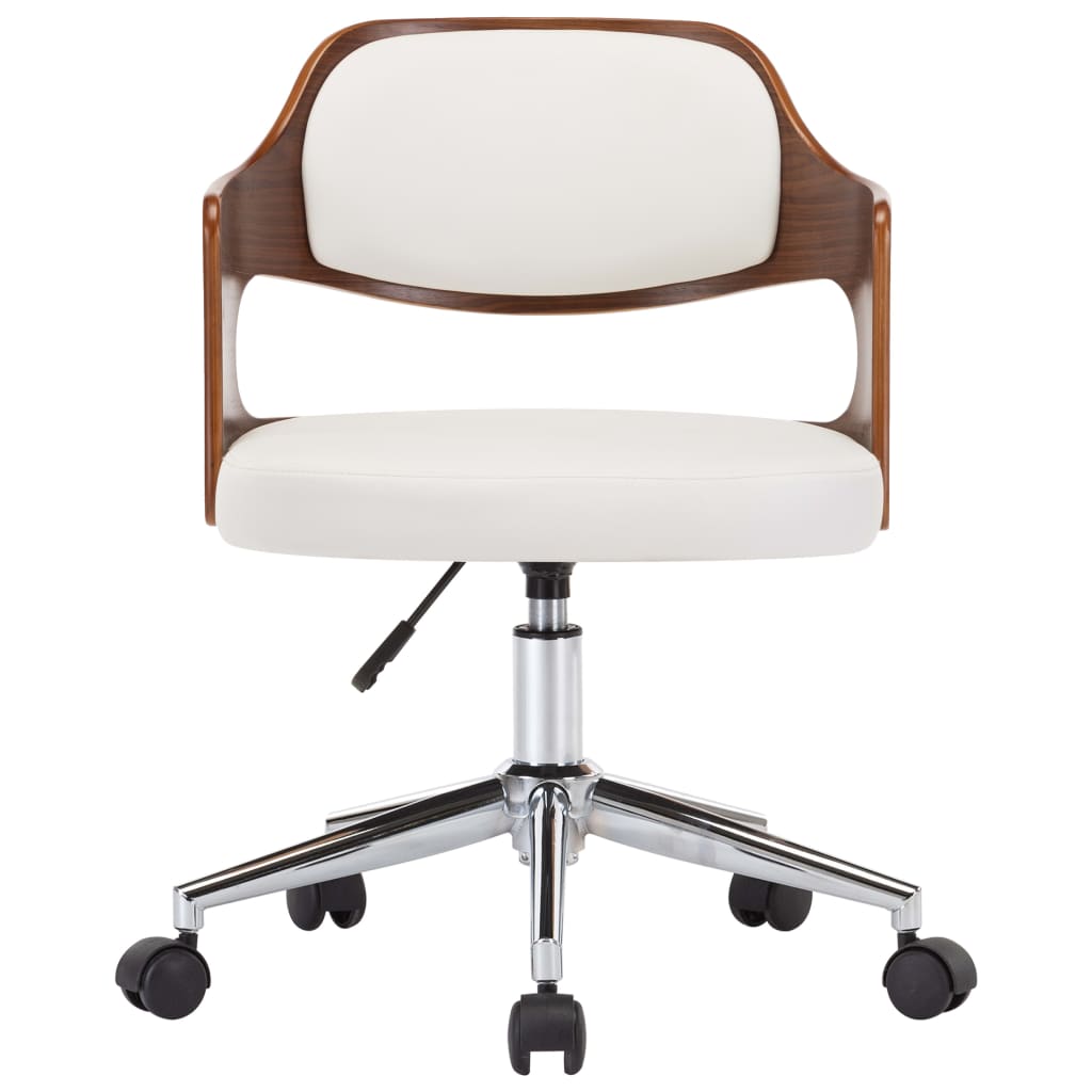 Chaise pivotante à manger Blanc Bois courbé et similicuir