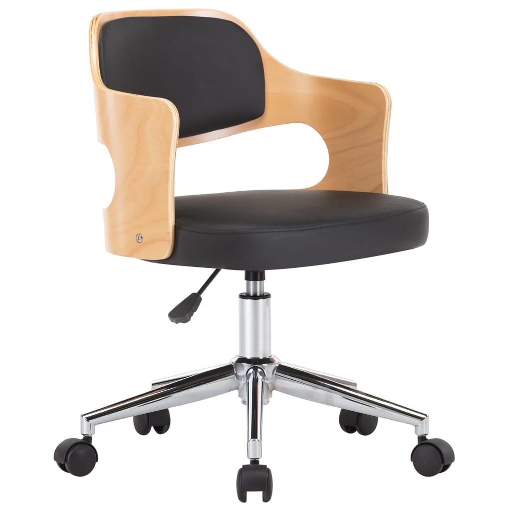Chaise pivotante à manger Noir Bois courbé et similicuir - XIOS