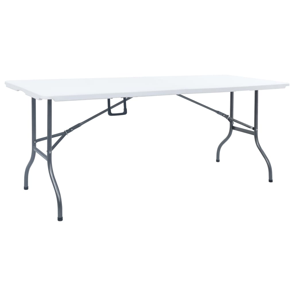 Table pliable de jardin avec 2 bancs 180 cm Acier et PEHD Blanc - XIOS