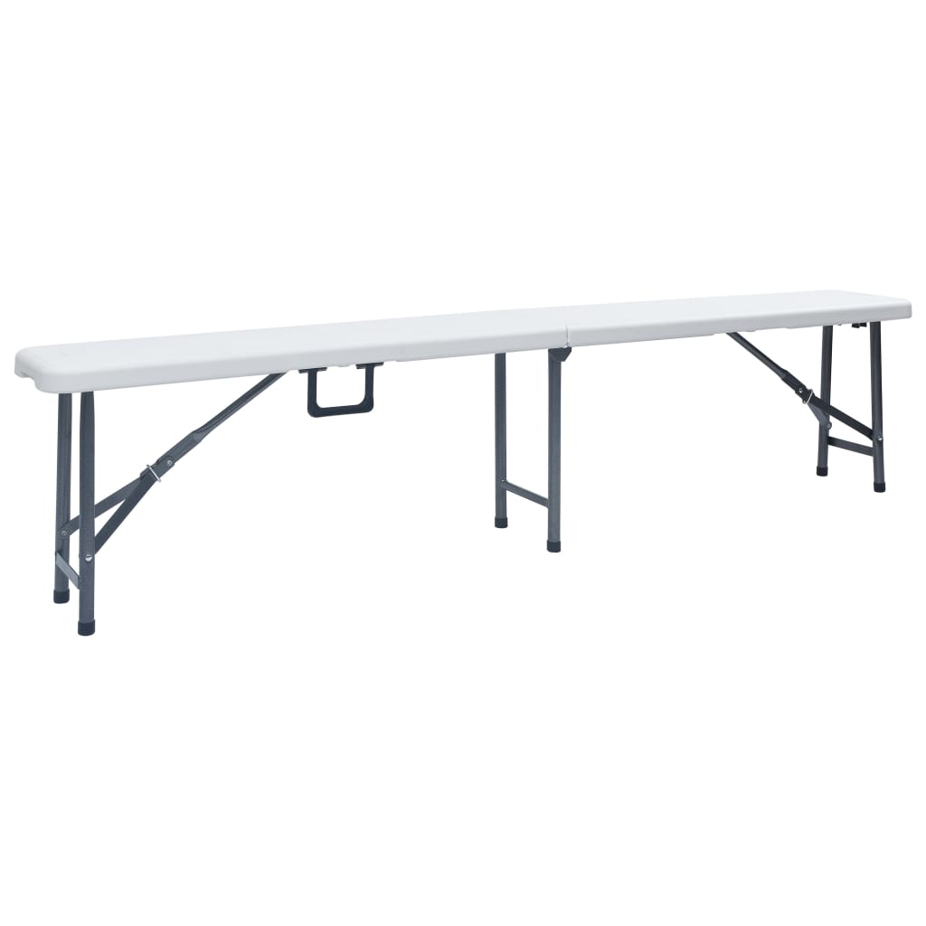 Table pliable de jardin avec 2 bancs 180 cm Acier et PEHD Blanc - XIOS