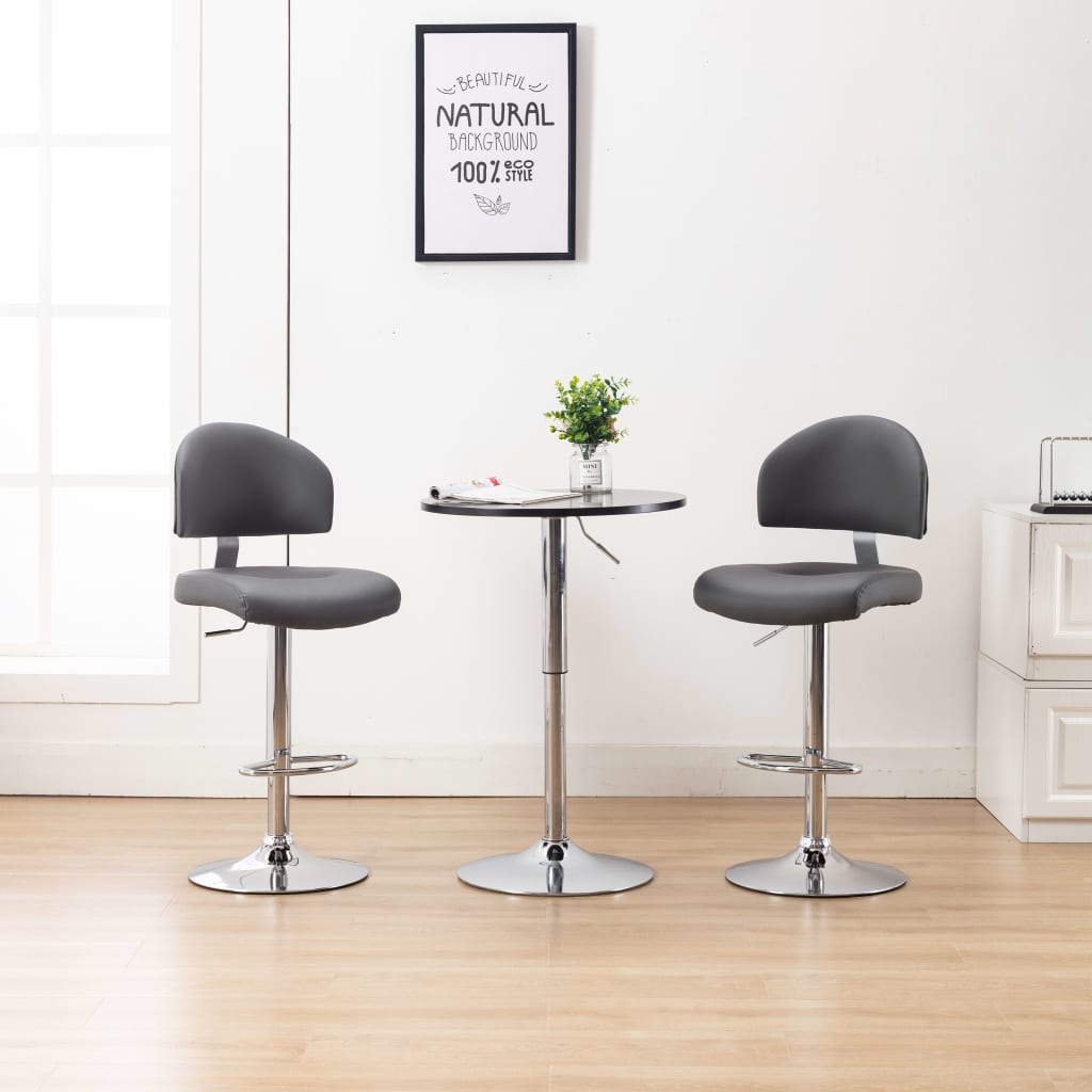 Tabourets de bar lot de 2 gris similicuir Tabourets de bar vidaXL
