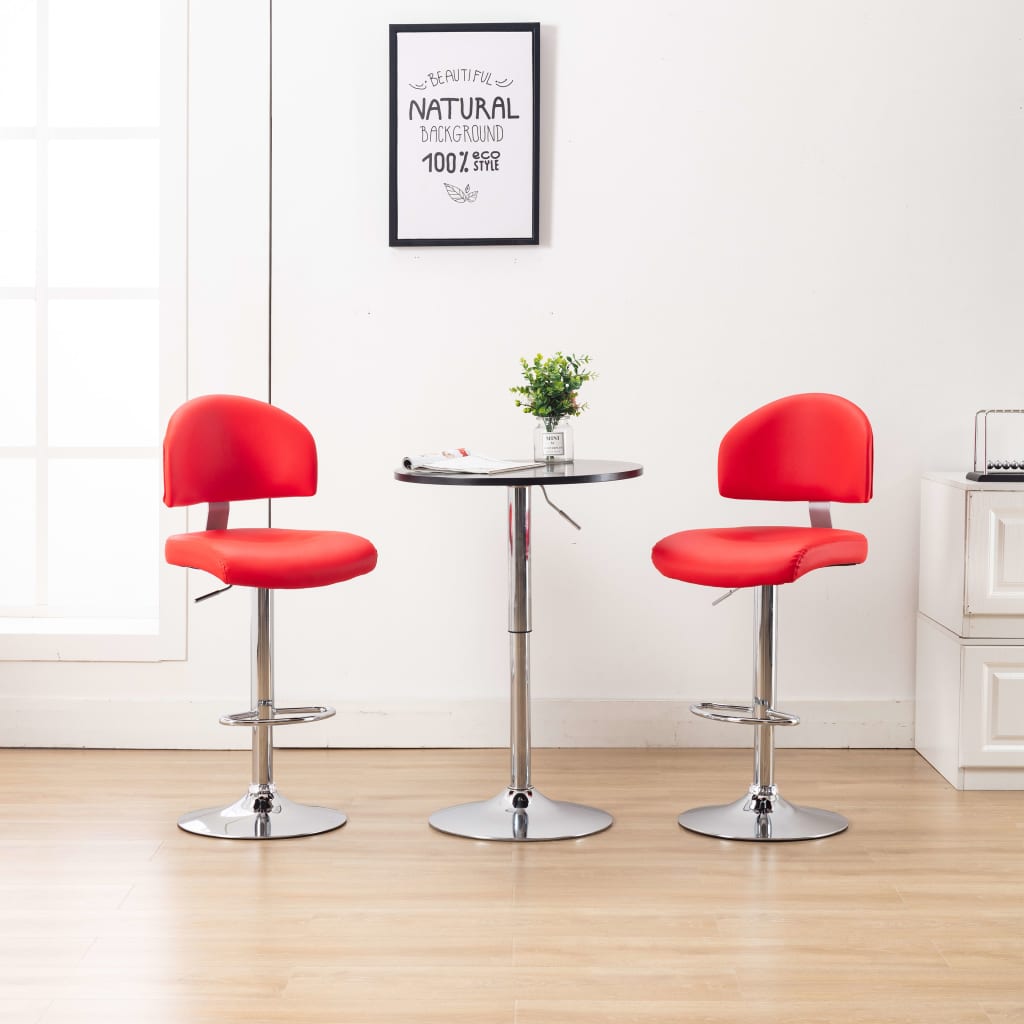 Tabourets de bar lot de 2 rouge similicuir - XIOS