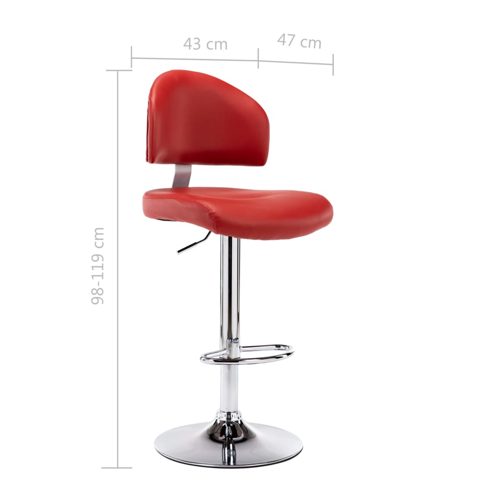 Tabourets de bar lot de 2 rouge bordeaux similicuir - XIOS