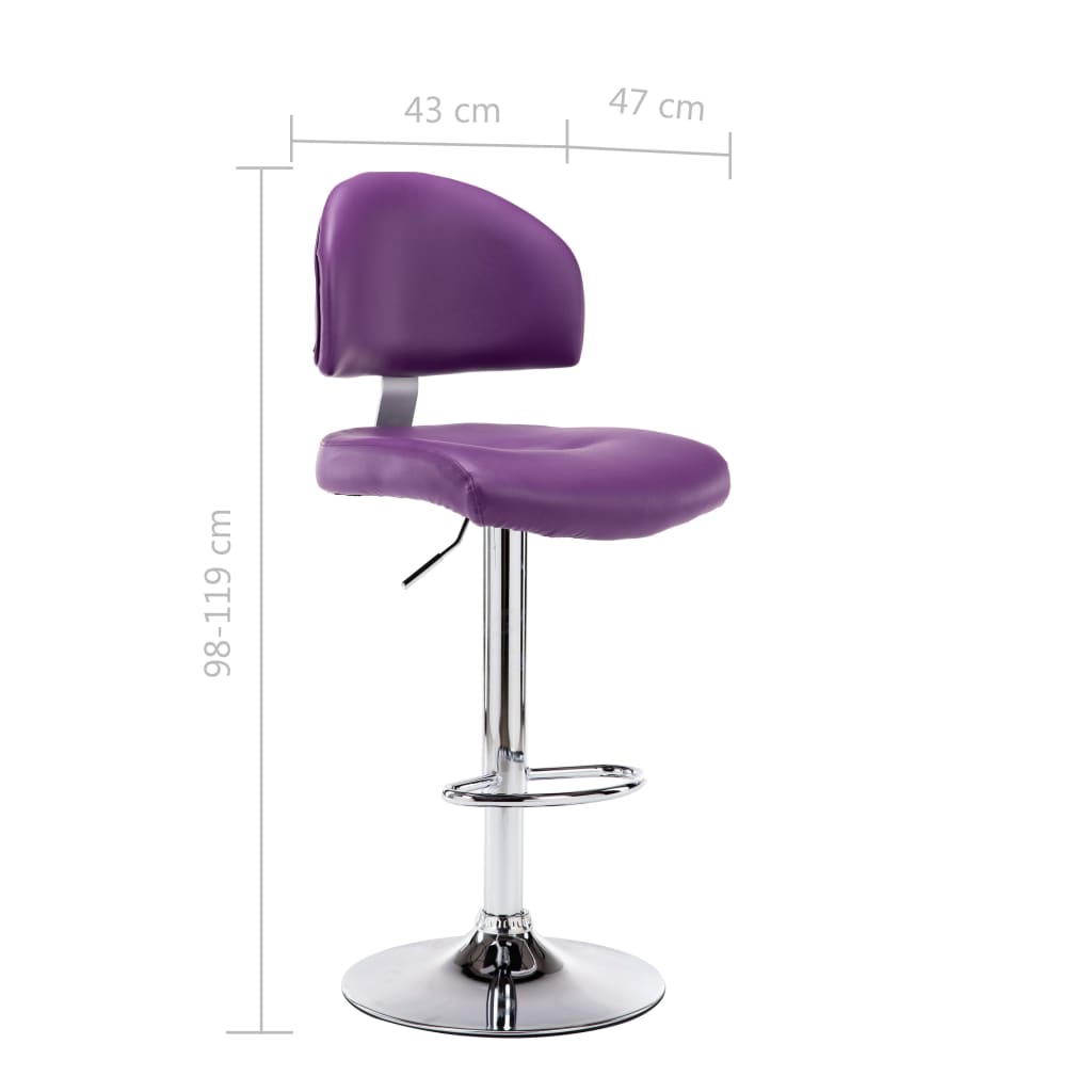 Tabourets de bar lot de 2 violet similicuir - XIOS