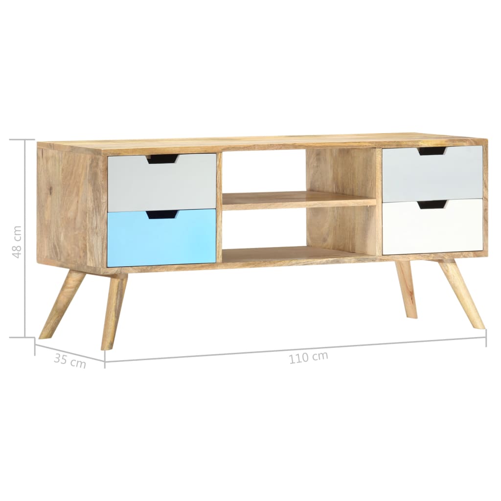 Meuble TV 110x35x48 cm Bois de manguier massif - XIOS