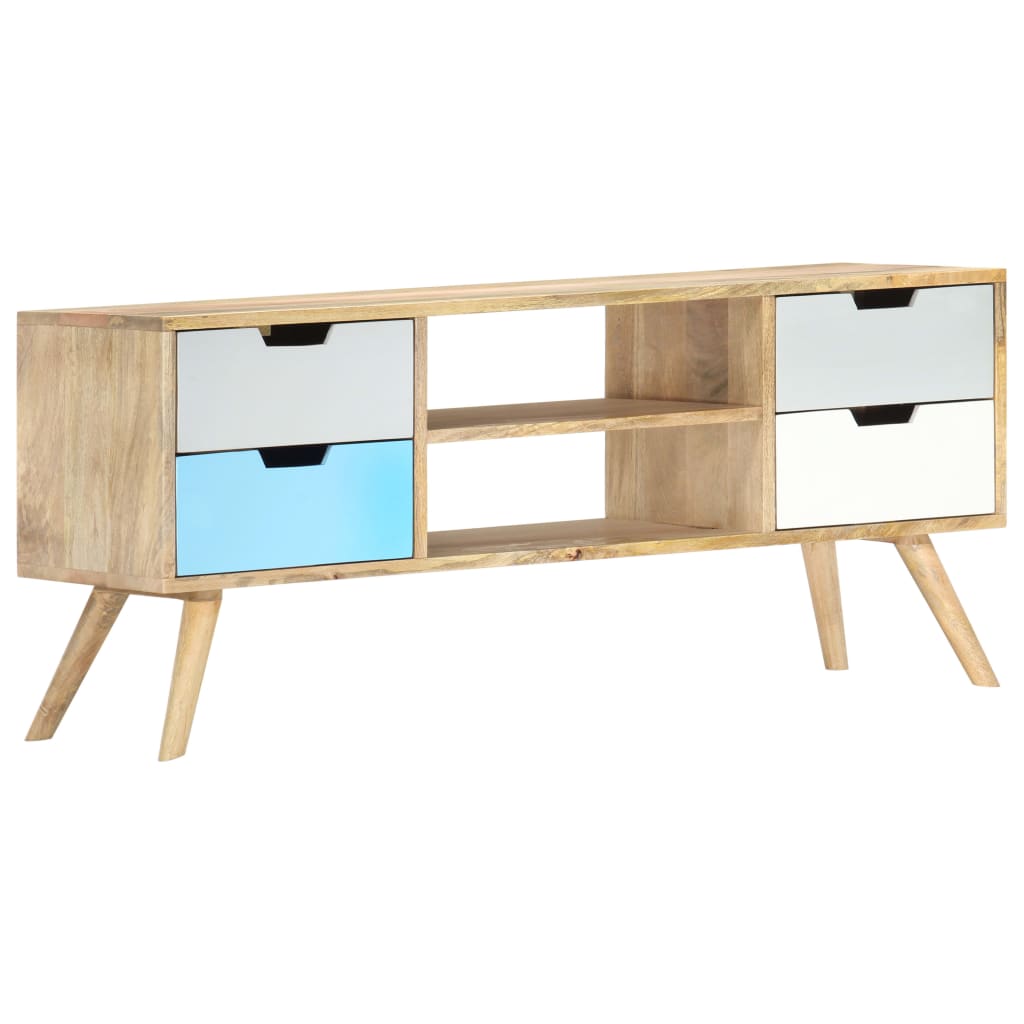 Meuble TV 110x35x48 cm Bois de manguier massif - XIOS