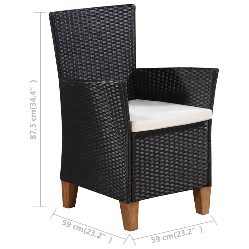 Ensemble à manger d'extérieur 5 pcs Résine tressée Noir marron - XIOS