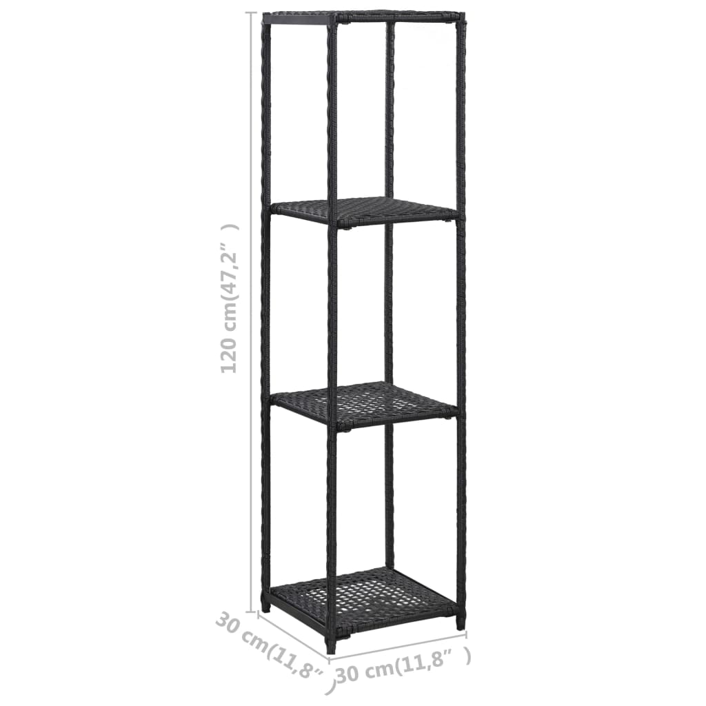 Étagère de rangement Noir 30x30x120 cm Résine tressée - XIOS