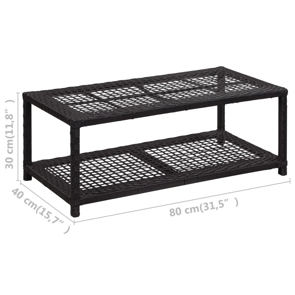 Banc à chaussures Noir 80x40x30 cm Résine tressée