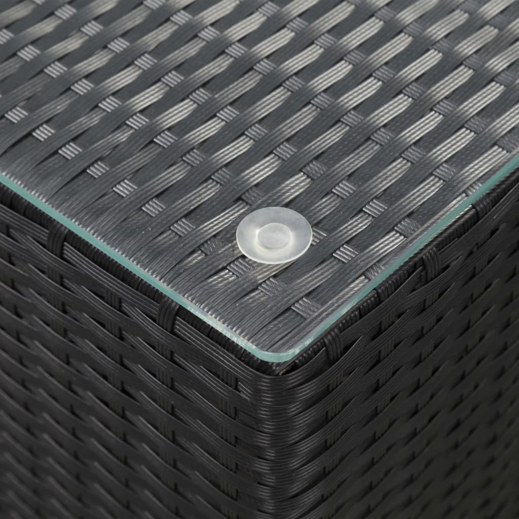 Tables d'appoint 3 pcs et dessus en verre Noir Résine tressée - XIOS
