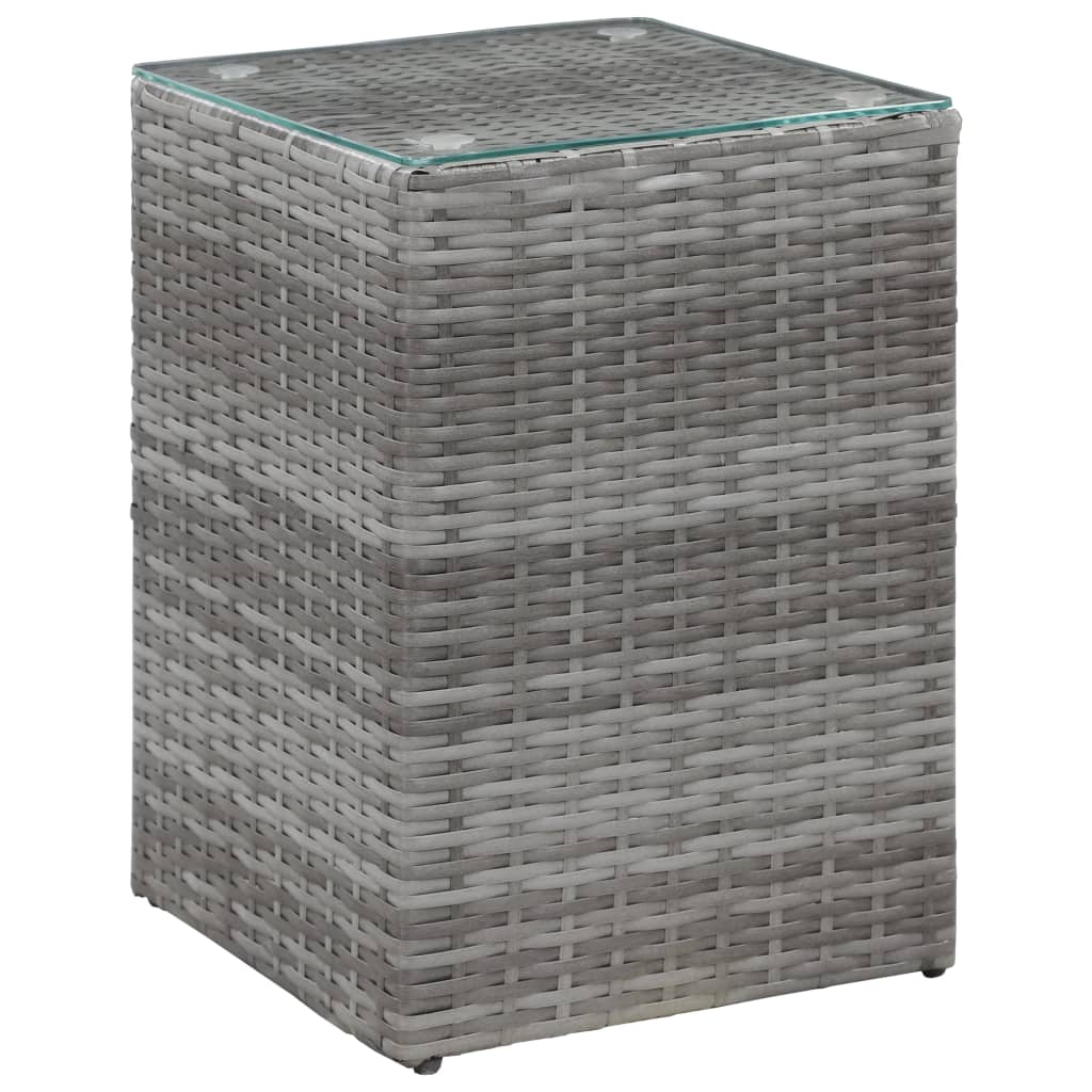 Tables d'appoint 3 pcs et dessus en verre Gris Résine tressée - XIOS