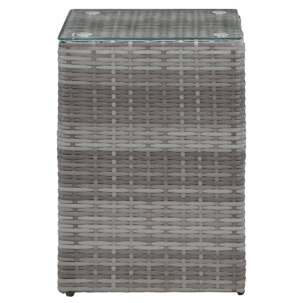 Tables d'appoint 3 pcs et dessus en verre Gris Résine tressée - XIOS