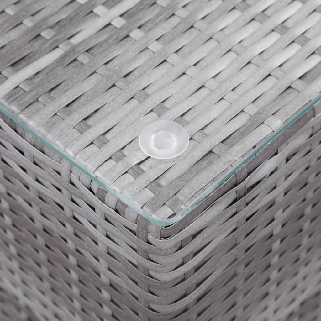 Tables d'appoint 3 pcs et dessus en verre Gris Résine tressée - XIOS