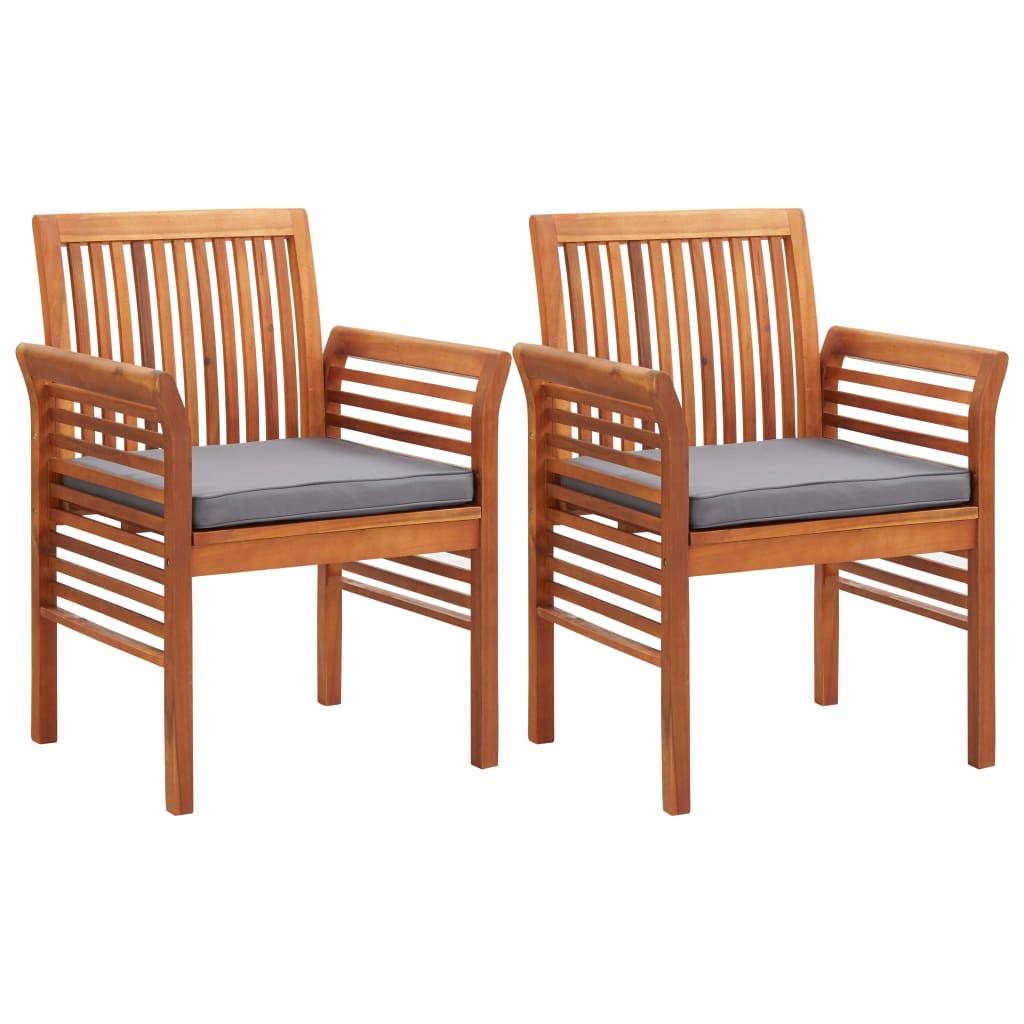 Ensemble à manger d'extérieur 3 pcs et coussins Acacia solide