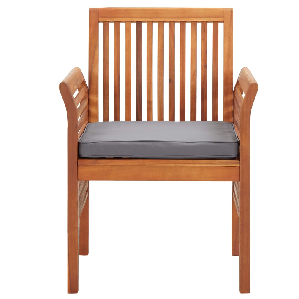 Ensemble à manger d'extérieur 3 pcs et coussins Acacia solide