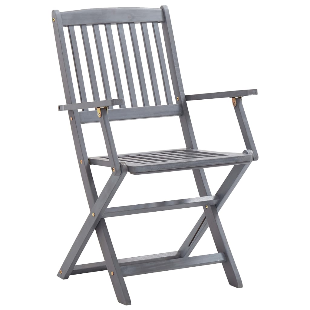 Ensemble à manger de jardin 5 pcs Bois d'acacia massif Gris