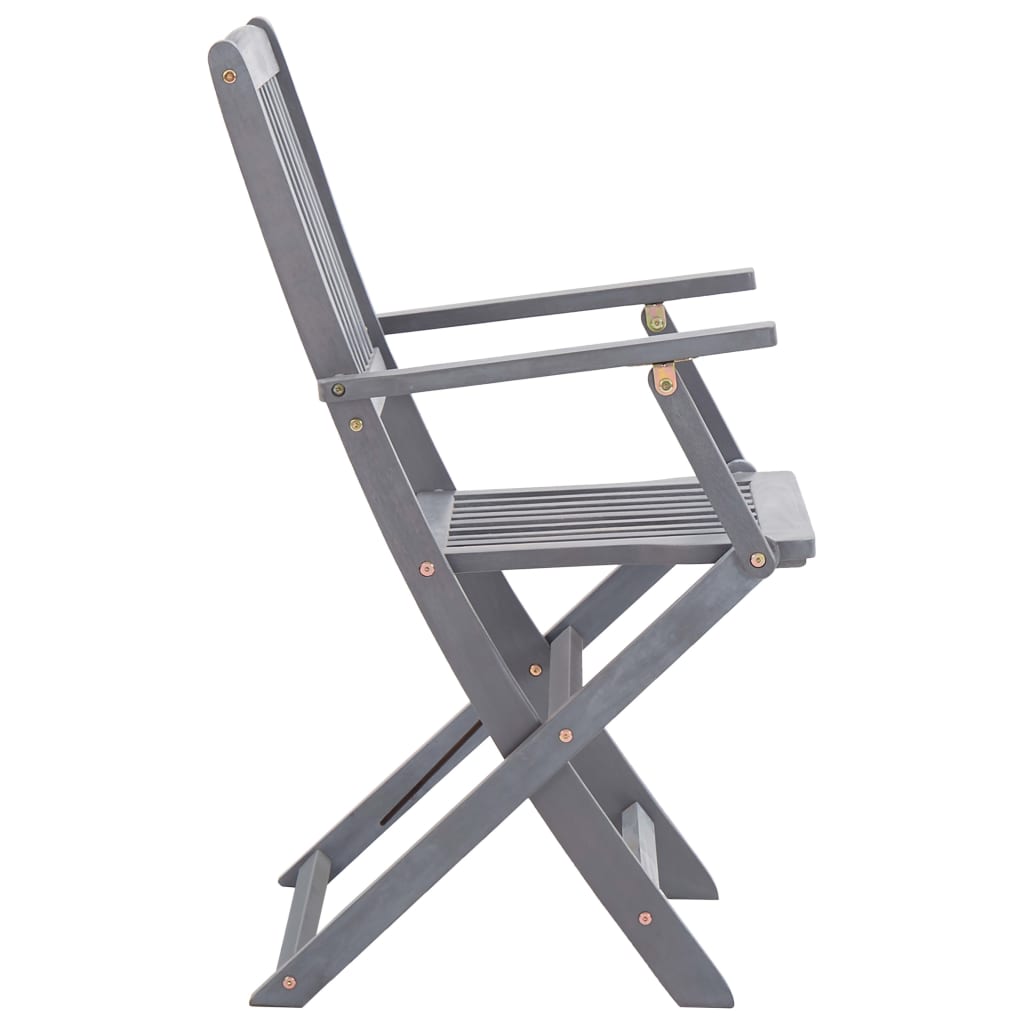 Ensemble à manger de jardin 5 pcs Bois d'acacia massif Gris