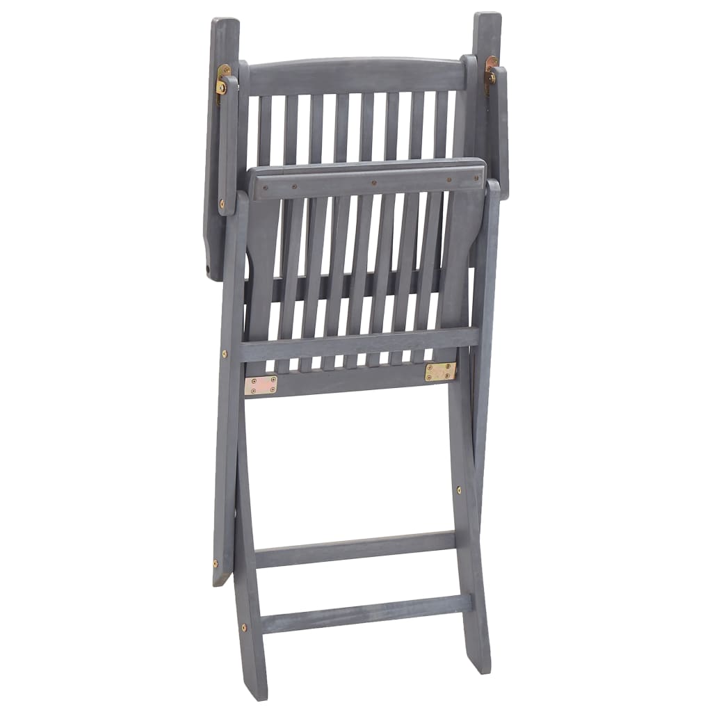 Ensemble à manger de jardin 5 pcs Bois d'acacia massif Gris